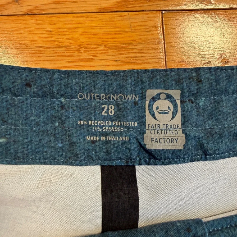 Outerknown Mens Serape Stripe Board Shorts Blue Multi Color Swim Trunks Size 28